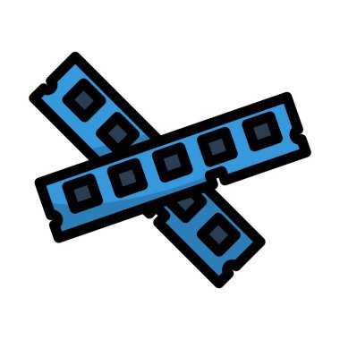 Bilgisayar Belleği Simgesi. Renk Doldurma Tasarımı ile Düzenlenebilir Kalın Tasarım. Vektör İllüstrasyonu.