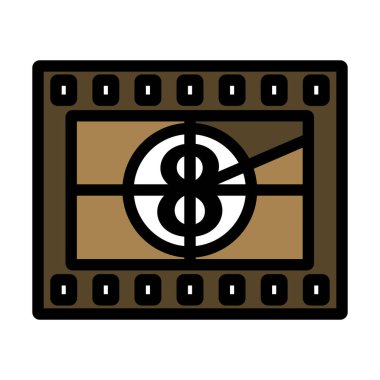 Geri sayım Simgesiyle Film Çerçevesi. Renk Doldurma Tasarımı ile Düzenlenebilir Kalın Tasarım. Vektör İllüstrasyonu.