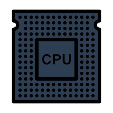 İşlemci Simgesi. Renk Doldurma Tasarımı ile Düzenlenebilir Kalın Tasarım. Vektör İllüstrasyonu.