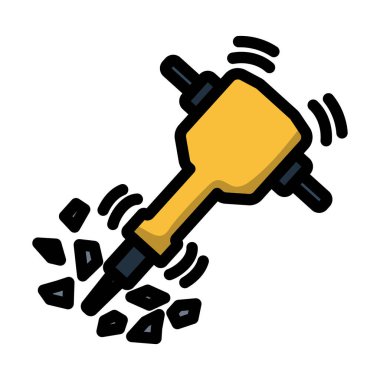 İnşaat matkabı ikonu. Renk Doldurma Tasarımı ile Düzenlenebilir Kalın Tasarım. Vektör İllüstrasyonu.