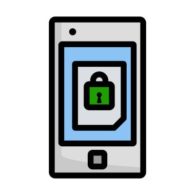 Mobil Güvenlik Simgesi. Renk Doldurma Tasarımı ile Düzenlenebilir Kalın Tasarım. Vektör İllüstrasyonu.