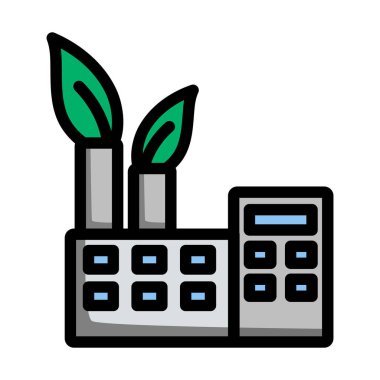 Ekolojik Endüstriyel Santral Simgesi. Renk Doldurma Tasarımı ile Düzenlenebilir Kalın Tasarım. Vektör İllüstrasyonu.