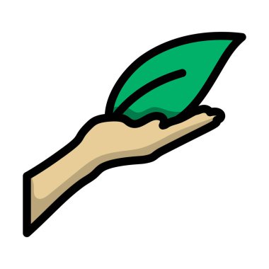 El Tutma Yaprak Simgesi. Renk Doldurma Tasarımı ile Düzenlenebilir Kalın Tasarım. Vektör İllüstrasyonu.