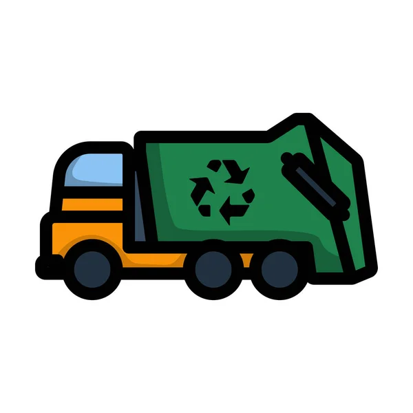 Odpadkové Auto Ikonou Recyklace Upravitelný Tučný Obrys Barevným Vzorem Vektorová — Stockový vektor
