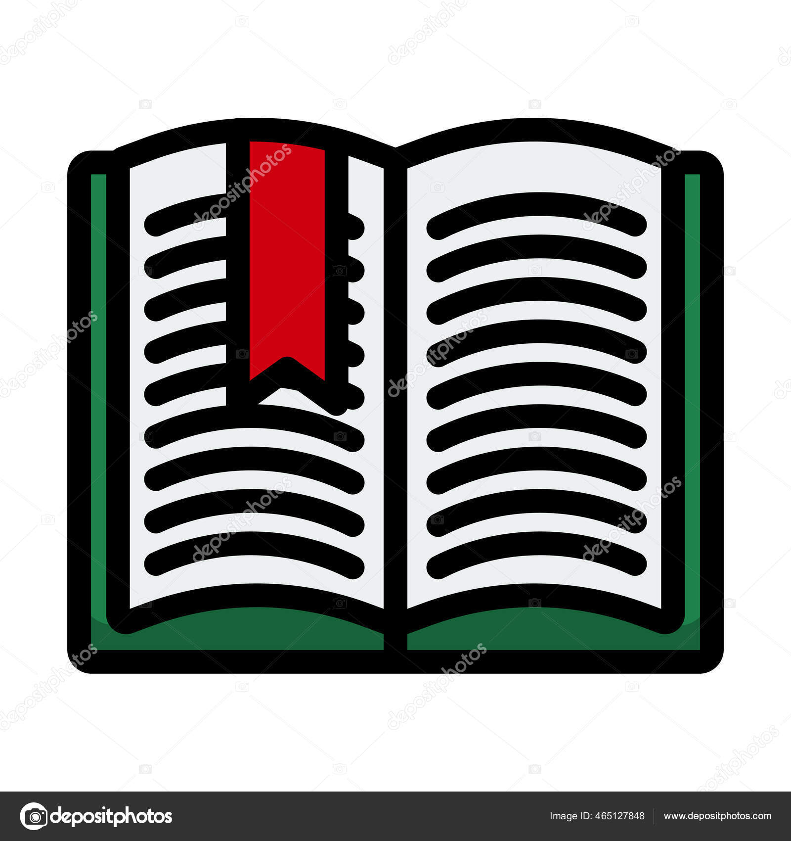 ブックマーク付きのオープンブックのアイコン カラーフィルデザインの編集可能な太字アウトライン ベクターイラスト ストックベクター C Angelp