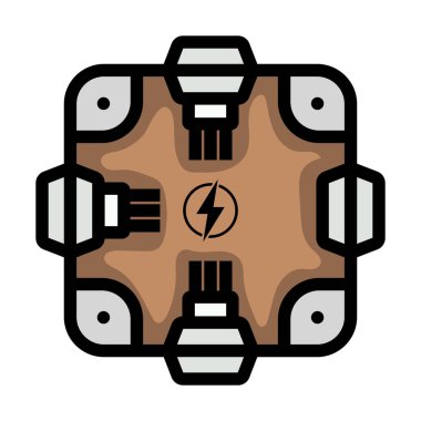 Elektrik Bağlantı Kutusu Simgesi. Renk Doldurma Tasarımı ile Düzenlenebilir Kalın Tasarım. Vektör İllüstrasyonu.