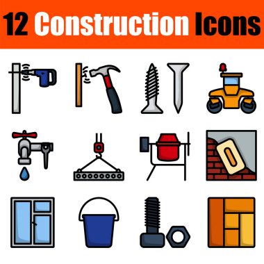 Yapı Simgesi Ayarları. Renk Doldurma Tasarımı ile Düzenlenebilir Kalın Tasarım. Vektör İllüstrasyonu.