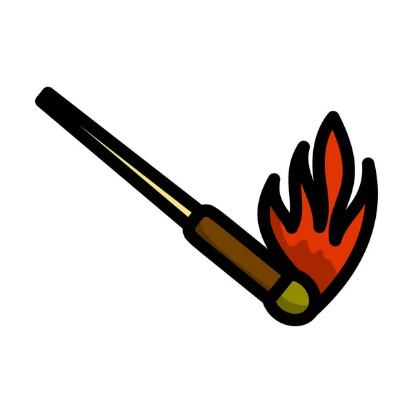Burning Matchstik Icon Esquema Audaz Editable Con Diseño Relleno Color — Vector de stock