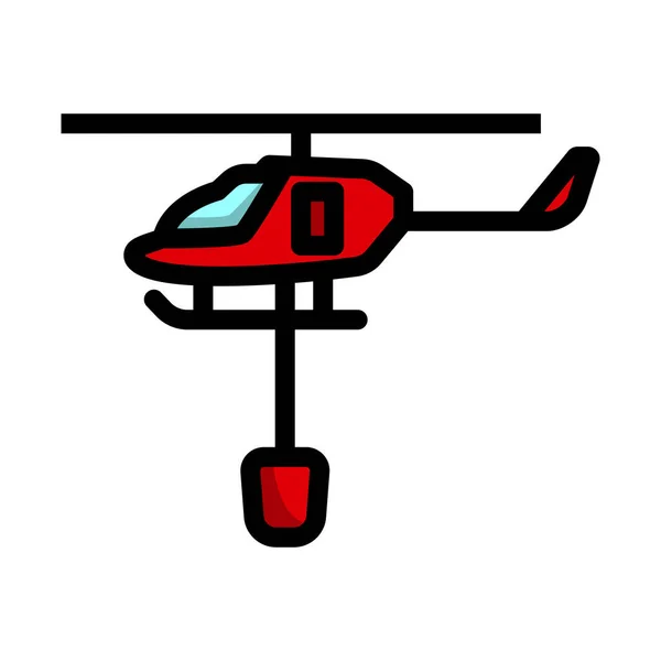 Fire Service Helicopter Icon Editable Bold Outline Color Fill Design — Stock Vector