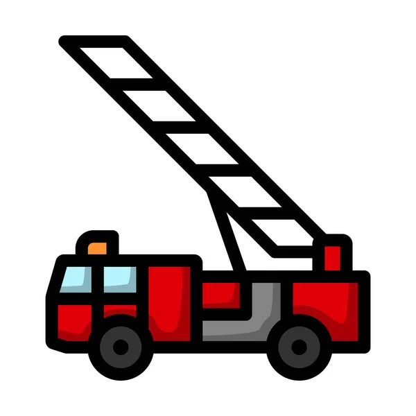 Icona Del Camion Dei Pompieri Profilo Grassetto Modificabile Con Design — Vettoriale Stock