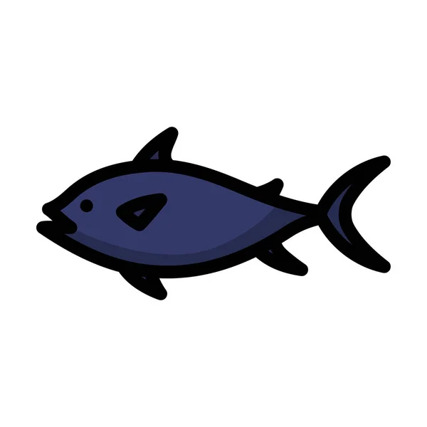 Ikon Ikan Disunting Bold Outline Dengan Desain Pengisian Warna Ilustrasi - Stok Vektor