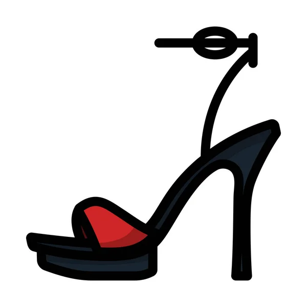 Woman High Heel Sandal Icon Editable Bold Outline Color Fill — Stock Vector