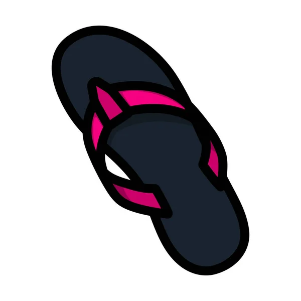 Flip Flop Icon Disunting Bold Outline Dengan Desain Pengisian Warna - Stok Vektor