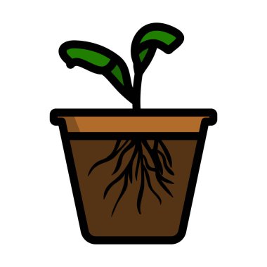 Seedling Simgesi. Renk Doldurma Tasarımı ile Düzenlenebilir Kalın Tasarım. Vektör İllüstrasyonu.