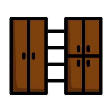 Ofis Kabine Simgesi. Renk Doldurma Tasarımı ile Düzenlenebilir Kalın Tasarım. Vektör İllüstrasyonu.