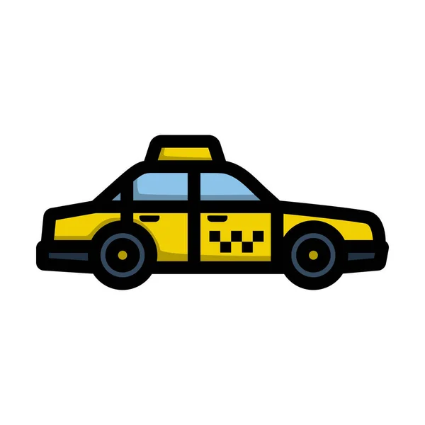 Taxi Autó Ikon Szerkeszthető Félkövér Vázlat Színes Töltelék Design Vektorillusztráció — Stock Vector