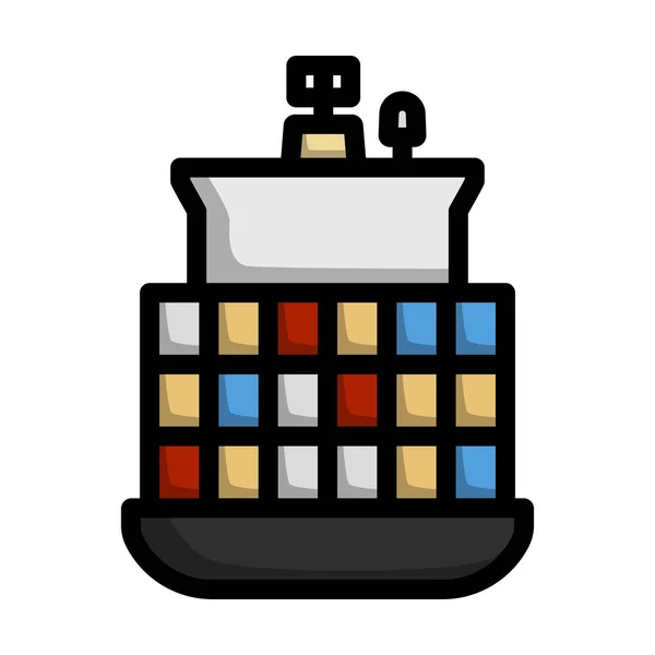 Ikona Statku Kontenerowego Edytowalny Pogrubiony Kontur Kolorowym Wzorem Wypełniacza Ilustracja — Wektor stockowy