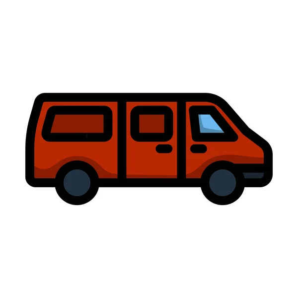 Commercial Van Icon Contour Audacieux Modifiable Avec Conception Remplissage Couleur — Image vectorielle