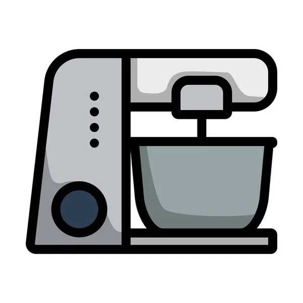 Keuken Food Processor Pictogram Bewerkbare Bold Outline Met Kleur Invullen — Stockvector