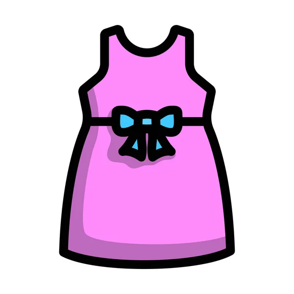 赤ちゃんの女の子のドレスアイコン カラーフィルデザインの編集可能な太字アウトライン ベクターイラスト — ストックベクタ