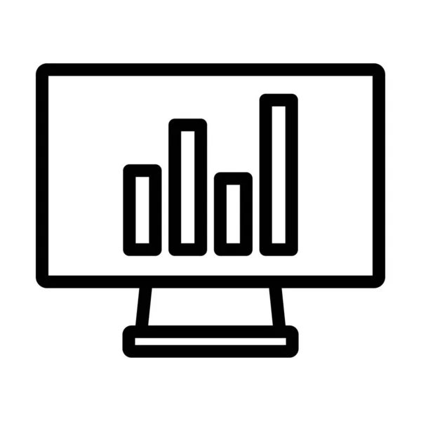 Moniteur Avec Icône Diagramme Analytique Conception Contour Audacieux Modifiable Illustration — Image vectorielle