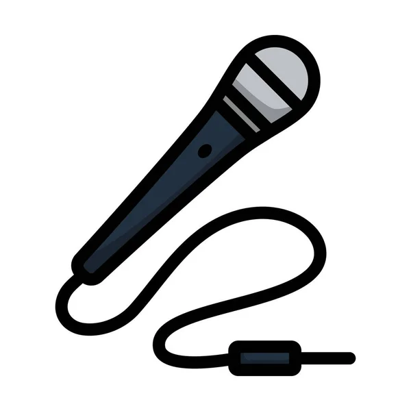 Karaoke Microfoon Icoon Bewerkbare Bold Outline Met Kleur Invullen Ontwerp — Stockvector
