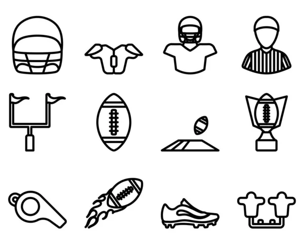 Juego Iconos Fútbol Diseño Contorno Audaz Editable Ilustración Vectorial — Archivo Imágenes Vectoriales