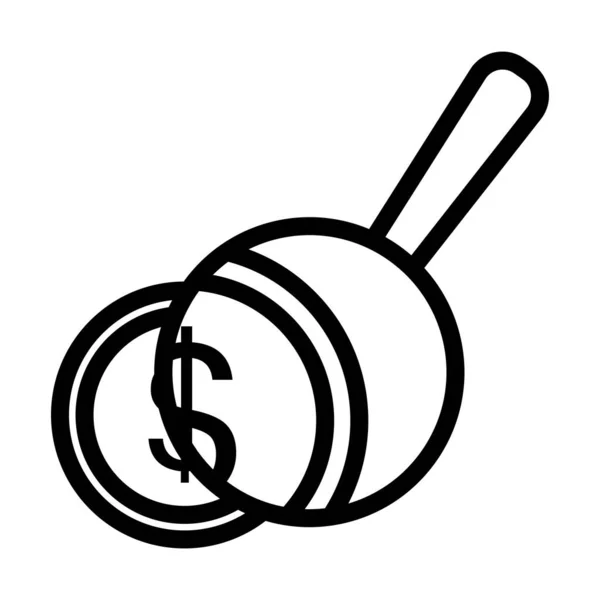 Збільшення Над Монетами Стек Значок Сміливий Контурний Дизайн Векторна Ілюстрація — стоковий вектор