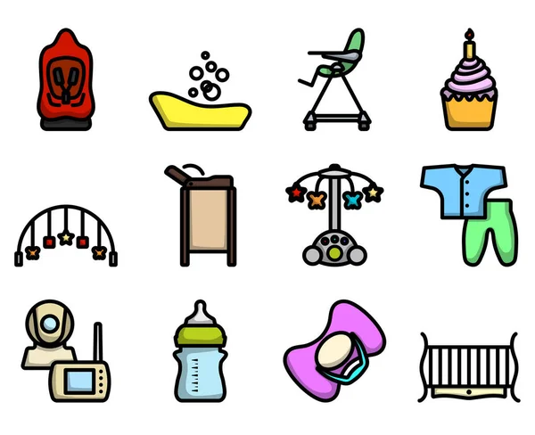 Conjunto Iconos Maternidad Esquema Audaz Editable Con Diseño Relleno Color — Vector de stock