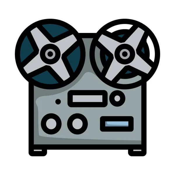 リールテープレコーダーアイコン カラーフィルデザインの編集可能な太字アウトライン ベクターイラスト — ストックベクタ