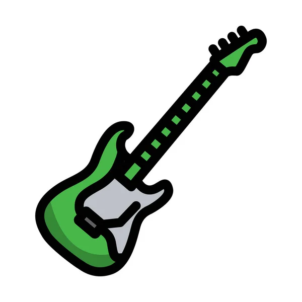 Electric Guitar Icon Editable Bold Outline Color Fill Design Vector — Stock Vector