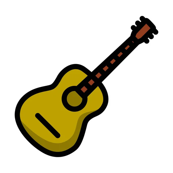 Ikona Gitary Akustycznej Edytowalny Pogrubiony Kontur Kolorowym Wzorem Wypełniacza Ilustracja — Wektor stockowy