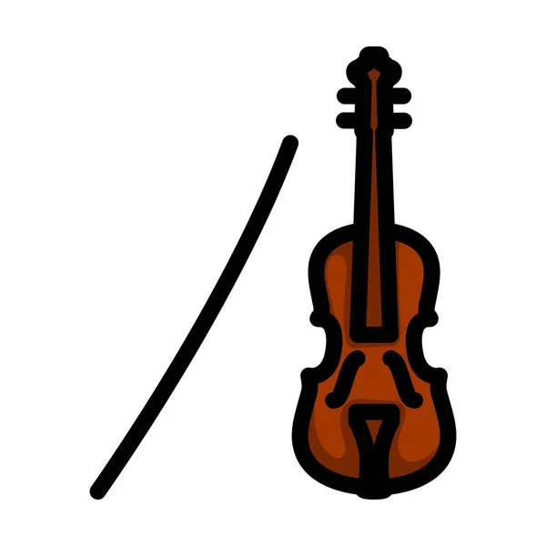 小提琴Icon 可编辑的带有彩色填充设计的大胆轮廓 病媒图解 — 图库矢量图片