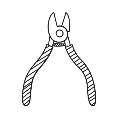 Yan Kesiciler Simgesi. El Çizimi Tasarımı. Vektör İllüstrasyonu.