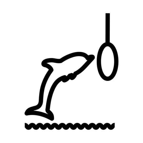 Jump Dolphin Icon Editable Bold Outline Design Vector Illustration — Stock Vector
