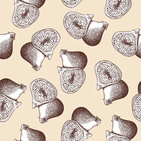 Seamles Pattern Fig Fruit Ручной Рисунок Ретро Винтаж Дизайн Векторная — стоковый вектор