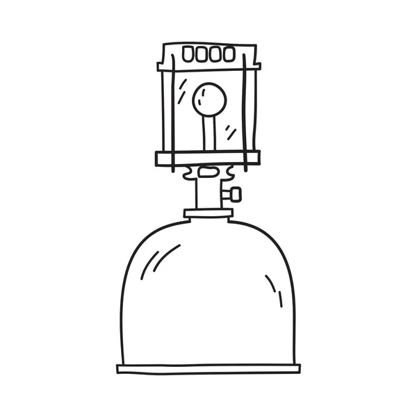 Icono Camping Gas Burner Lamp Diseño Boceto Dibujado Mano Ilustración — Vector de stock
