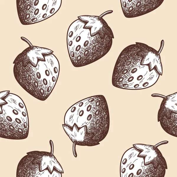Μοτίβο Από Φράουλα Χειροποίητο Σκίτσο Ρετρό Vintage Σχεδιασμός Εικονογράφηση Διανύσματος — Διανυσματικό Αρχείο