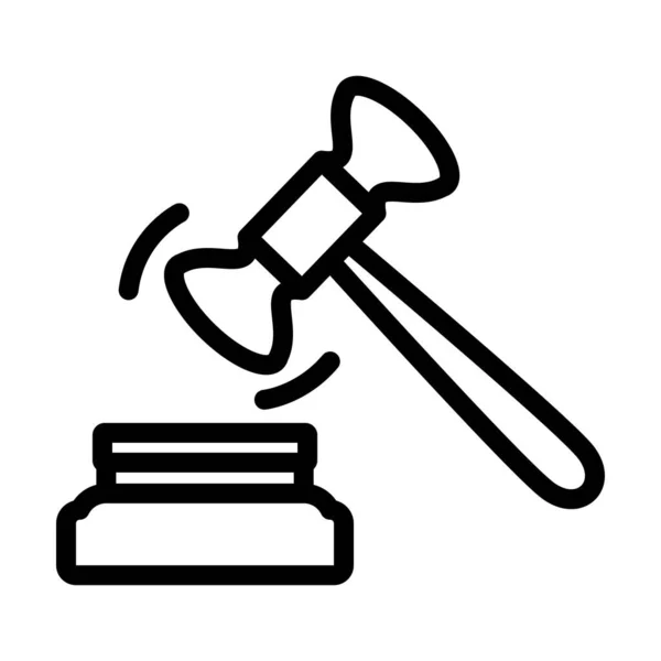 Judge Hammer Icon Editable Bold Outline Design Vector Illustration — Stock Vector