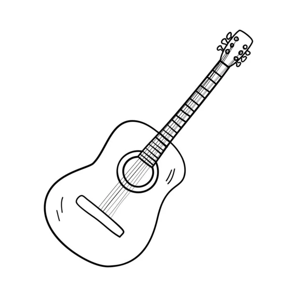 Ikon Gitar Akustik Desain Sketch Hand Drawn Ilustrasi Vektor - Stok Vektor