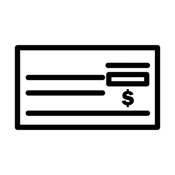 Icono Cheque Bancario Diseño Contorno Audaz Editable Ilustración Vectorial — Vector de stock