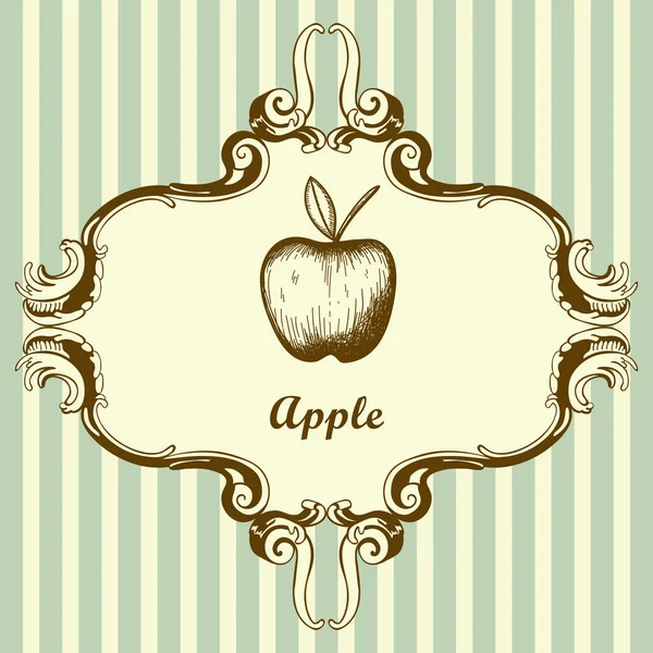 Ikone Von Apple Handgezeichnete Skizze Retro Vintage Design Vektorillustration — Stockvektor