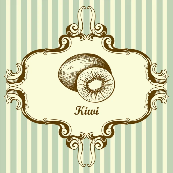 Ikone Der Kiwi Handgezeichnete Skizze Retro Vintage Design Vektorillustration — Stockvektor