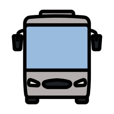 Turist Otobüs İkonası. Renk Doldurma Tasarımı ile Düzenlenebilir Kalın Tasarım. Vektör İllüstrasyonu.
