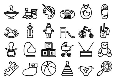 Bebek İkon Set. Düzenlenebilir Cesur Tasarım. Vektör İllüstrasyonu.