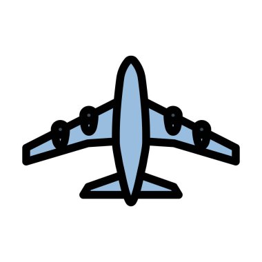 Uçak Kalkış Simgesi. Renk Doldurma Tasarımı ile Düzenlenebilir Kalın Tasarım. Vektör İllüstrasyonu.