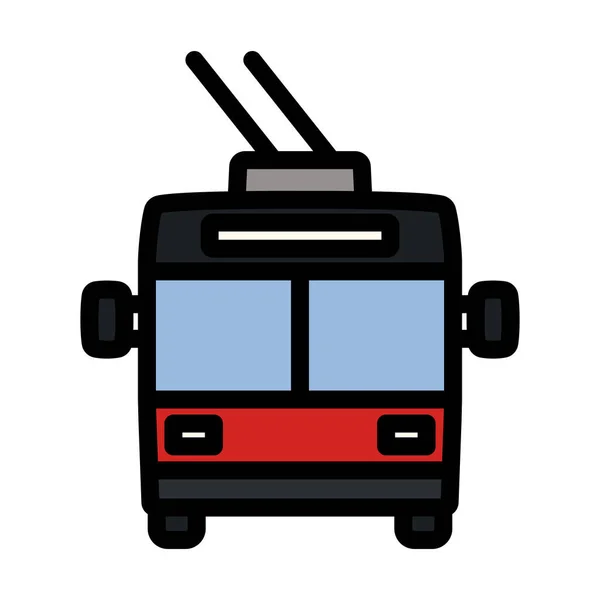 Trolleybus Icon 可编辑的带有彩色填充设计的大胆轮廓 病媒图解 — 图库矢量图片