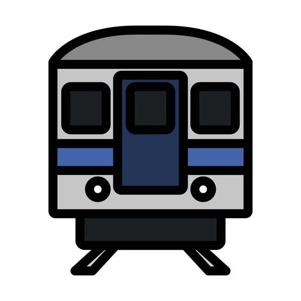 Ikona Vlaku Metra Upravitelný Tučný Obrys Barevným Vzorem Vektorová Ilustrace — Stockový vektor