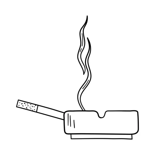 Kül Tablasında Sigara Çizimi Tasarımı Vektör Llüstrasyonu — Stok Vektör