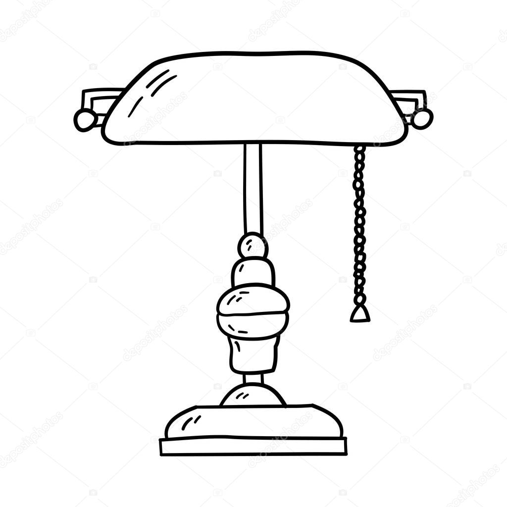 Writer's Lamp Icon. Hand Drawn Sketch Design. Vector Illustration.